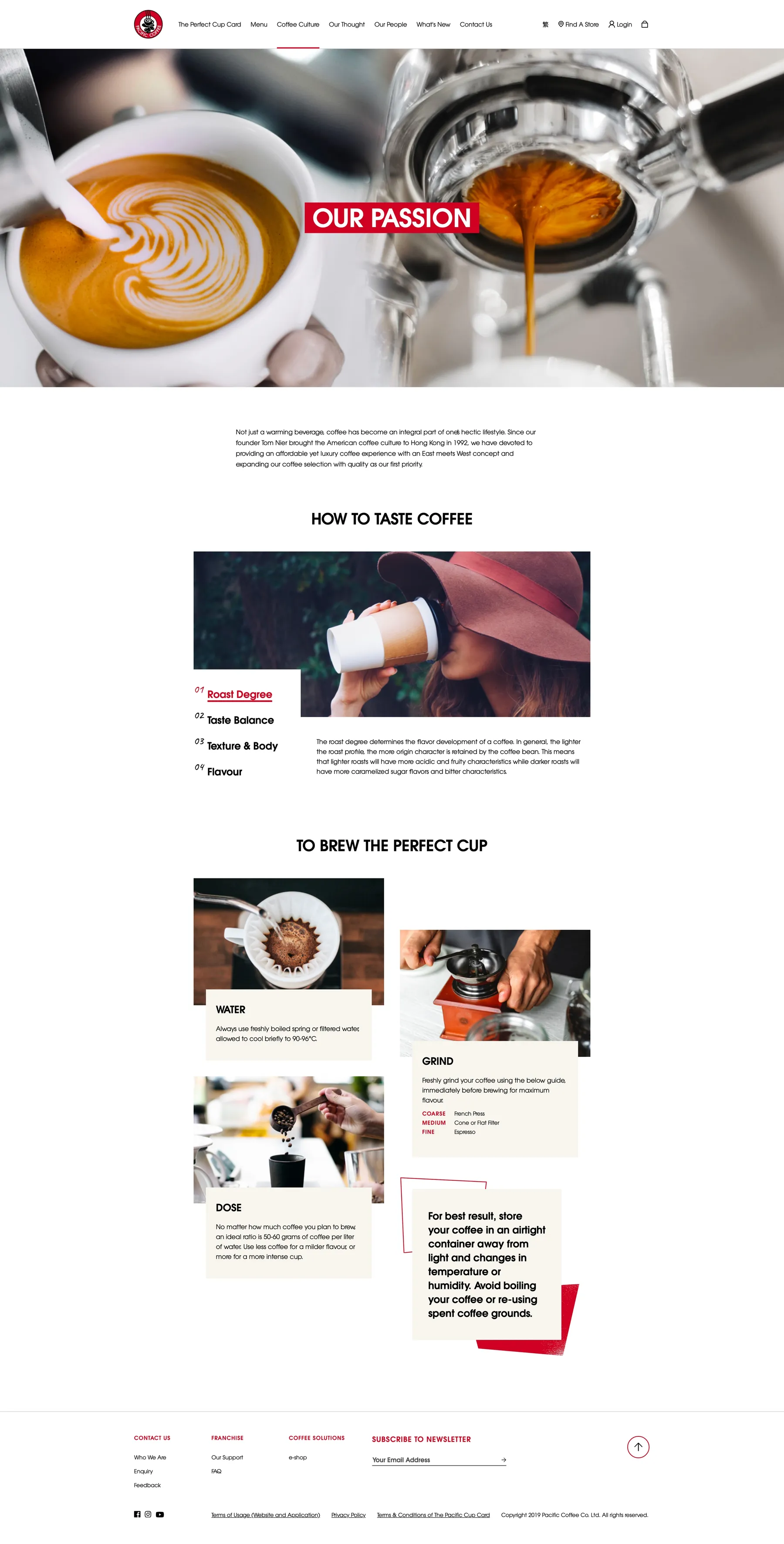 Pacific Coffee Our Passion Page
