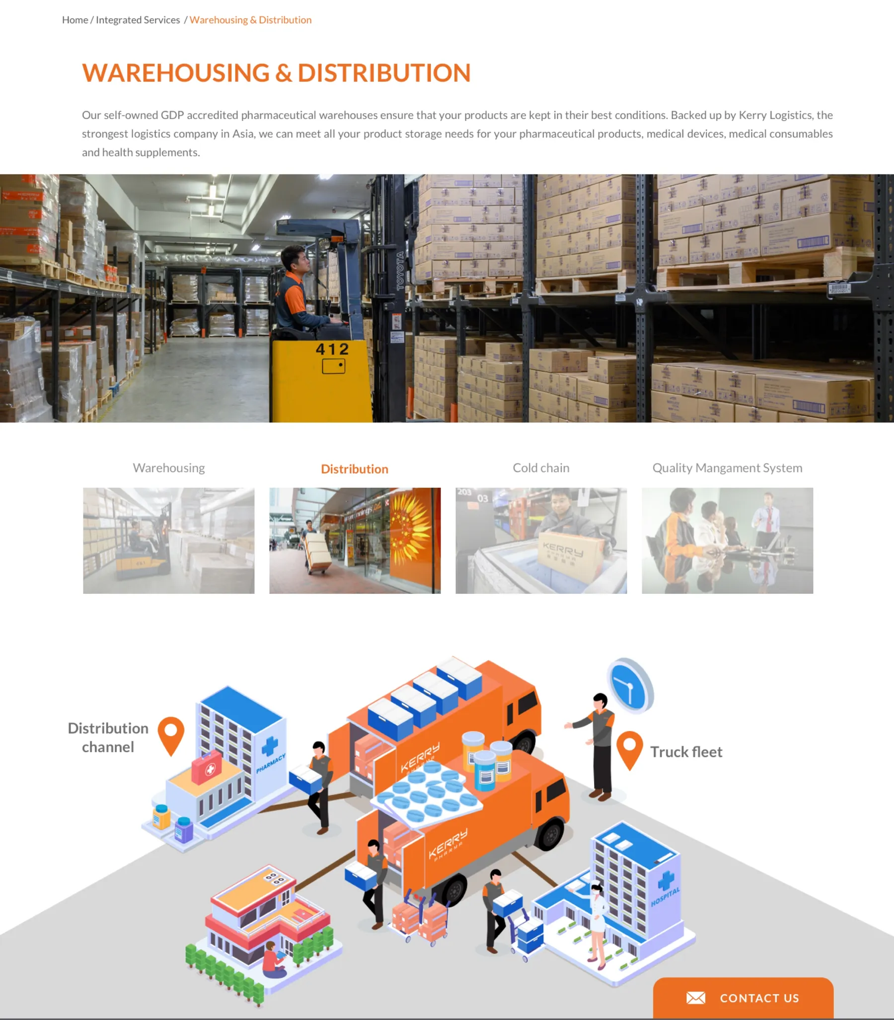 Kerry Pharma Website Warehousing & Distribution Page
