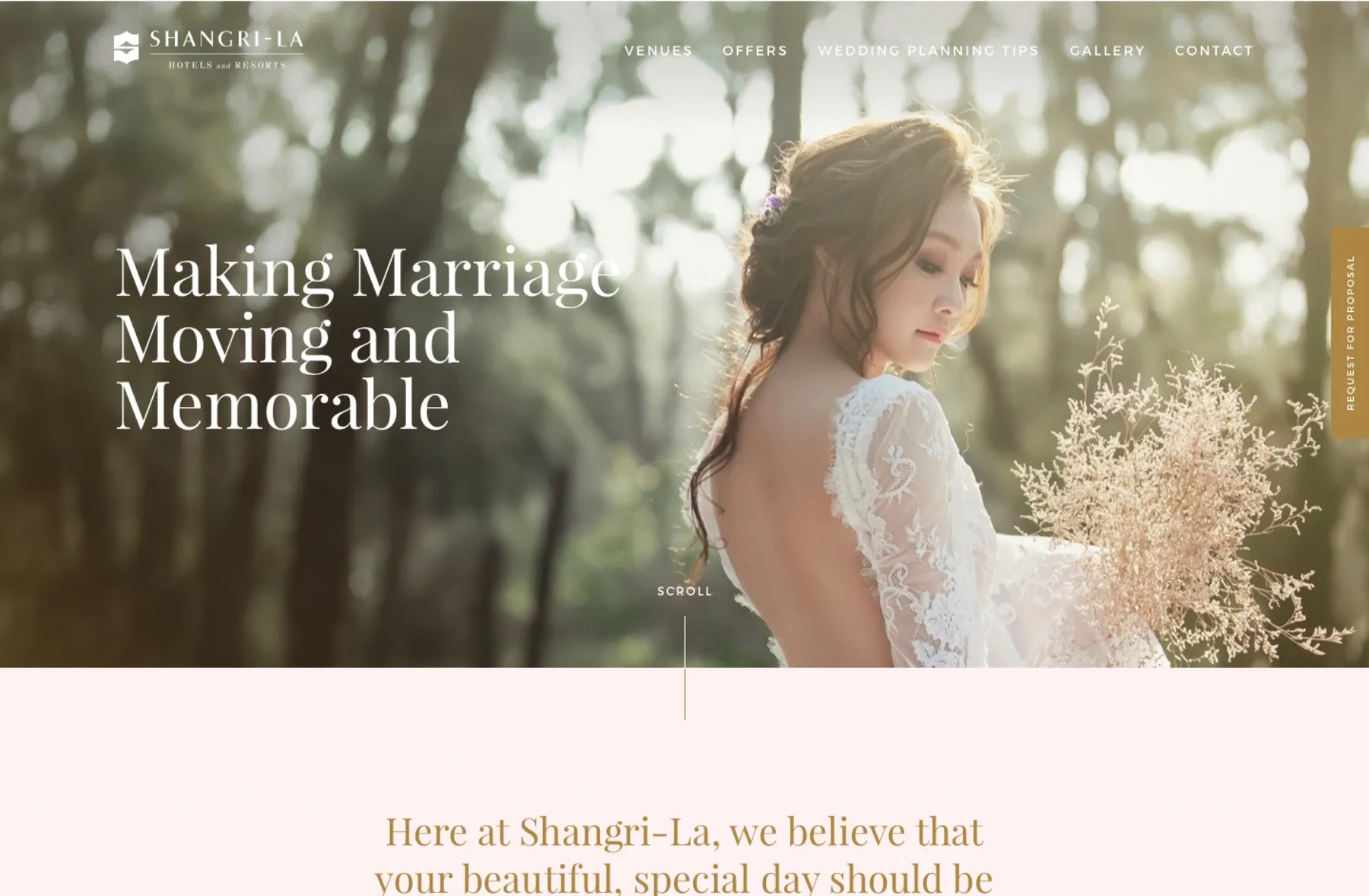 Shangri-La Wedding Website Home Page